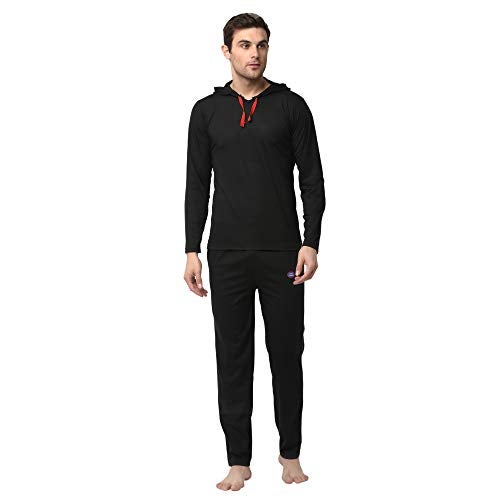 Mack Jonney Cotton Blend Track suit Co-ord Set For Men With Hodded Full Sleeve T-Shirt and Track Pant-T_10_BLK_D1_BLK_02-M - Image 1