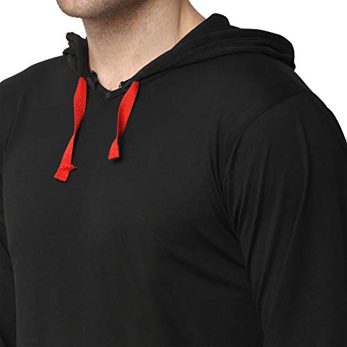 Mack Jonney Cotton Blend Track suit Co-ord Set For Men With Hodded Full Sleeve T-Shirt and Track Pant-T_10_BLK_D1_BLK_02-M - Image 5