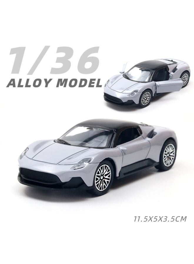 HALAMODO 1:36 Alloy Sports Car Model , Pull-Back Toy Car , Model Car for Kids Boy Girl Gift , Collectible Display ,Silver 11.5 cm*5 cm*3.5 cm - Image 1