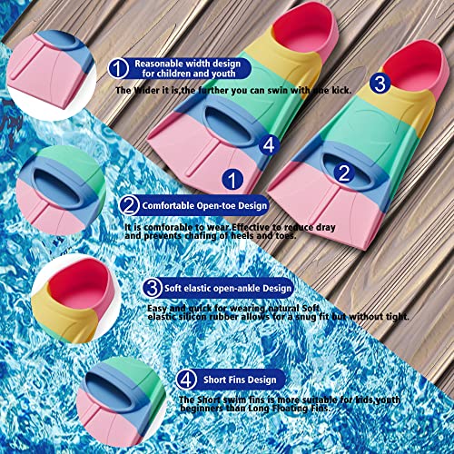 Prsca Kids Swim FinsShort Youth Lap Swimming FlippersSoft Silicone Training Fins for Children Girls Boys Beginners - Image 3