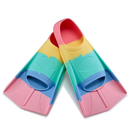 Prsca Kids Swim FinsShort Youth Lap Swimming FlippersSoft Silicone Training Fins for Children Girls Boys Beginners - Image 1