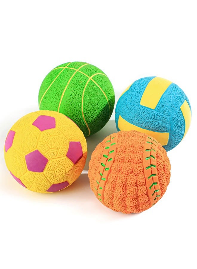 SCHITEC Squeaky Dog Balls, [4 Pack] Interactive Latex Rubber Squeak Dog Toys, 2.4'' Soft Bouncy Fetch Play Ball Toy for Small Dogs Puppies - Image 1