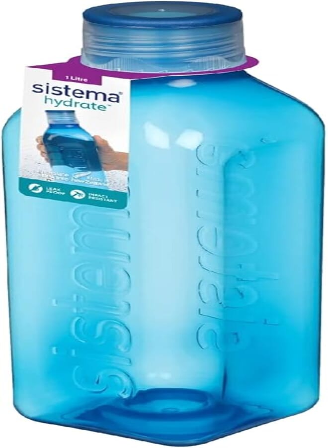 سيستيما زجاجة سيستيما مربعة زرقاء سعة 1 لتر، 8900