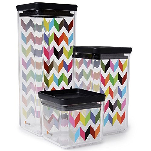 French Bull Ziggy 3-Piece Set Plastic BPA Free Leak-Proof Cereal and Dry Food Storage Container with Lid - Pantry, Kitchen, Snacks, Airtight, Stackable, Organization - Image 3