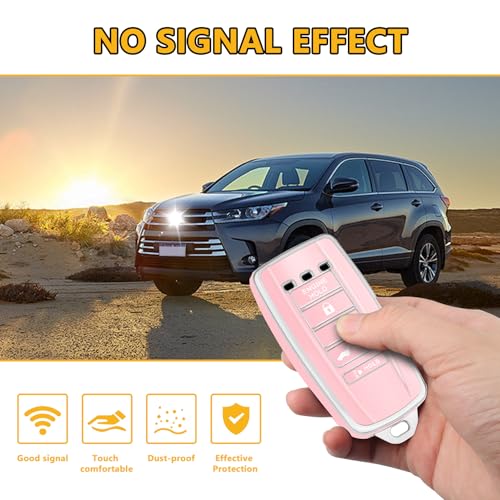 FT FUNTOR 5 buttons Key Fob Cover with Leather Keychain for Acura, Premium TPU Case for ILX MDX RDX RLX TLX (B-Pink) - Image 4