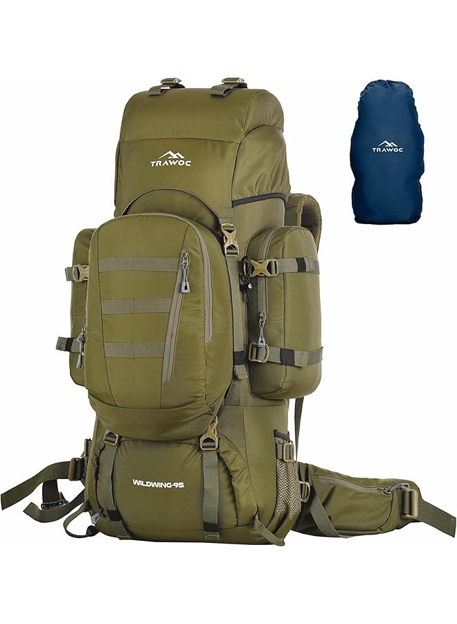 Trawoc Wildwing 95L Internal Frame Travel Backpack With Detachable Daypack/Camping Hiking Trekking Bag Large Rucksack Bag For Men & Women Bhk00, 3 Year Warranty - Image 1