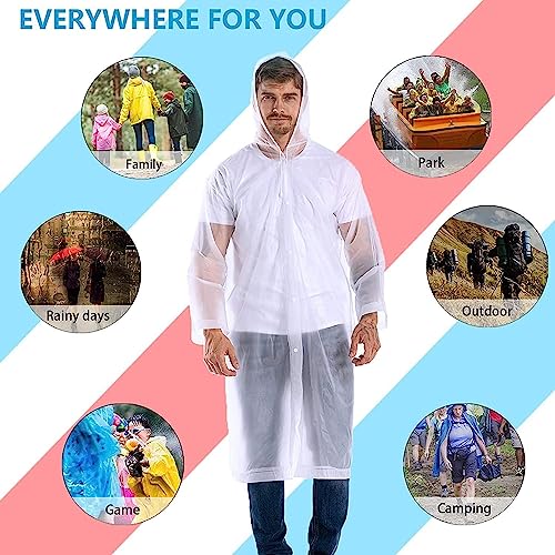 HACER EVA Waterproof Unisex Rain Coat Hooded Full Sleeves Outdoor Men, Women, Boys & Girls Rainwear Poncho Raincoat for Camping, Hiking & Travelling (White) - Image 4
