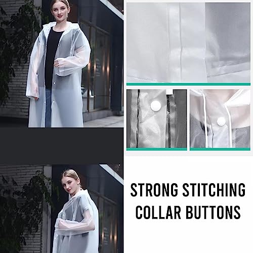 HACER EVA Waterproof Unisex Rain Coat Hooded Full Sleeves Outdoor Men, Women, Boys & Girls Rainwear Poncho Raincoat for Camping, Hiking & Travelling (White) - Image 5