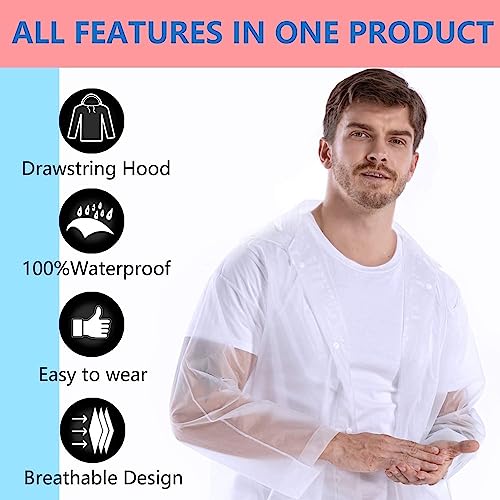 HACER EVA Waterproof Unisex Rain Coat Hooded Full Sleeves Outdoor Men, Women, Boys & Girls Rainwear Poncho Raincoat for Camping, Hiking & Travelling (White) - Image 3