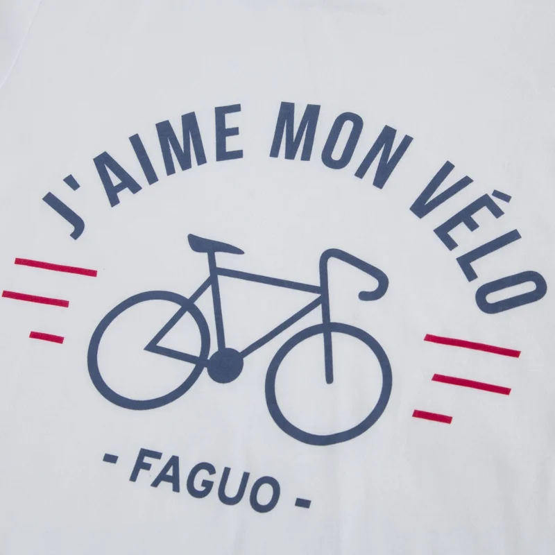 Faguo Arcy J'aime mon vÃ©lo (I Like My Bike) Model 2 - White Round collar t-shirt in recycled cotton