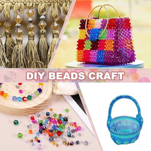 INDIKONB Bicone Acrylic Plastic Crystal-Like Bead | Small 4mm Beads for Bracelet & Necklace Making | 2400 Bead | Pack of 70g | Colorful Beads for DIY Jewelry & Craft Projects (Yellow) - Image 5