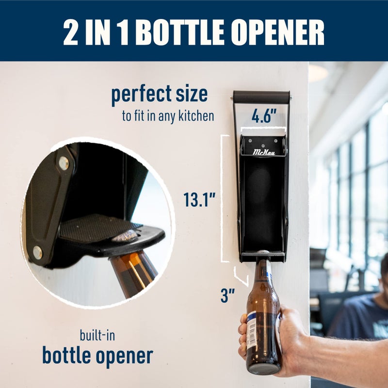 Mckay 16oz Metal Can Crusher, Heavy-Duty Wall-Mounted Smasher for Aluminum Seltzer, Soda, Beer Cans and Bottles for Recycling, Gadgets for Home (Black) - Image 3