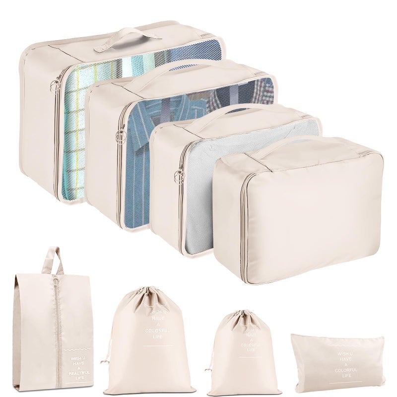YEEYAA Packing Cubes for Travel - 8 Set Luggage Organizer Bags for Family, Mesh Breathable Travel Packing Cubes for Suitcases Durable Travel Essentials Bags Set - Image 1