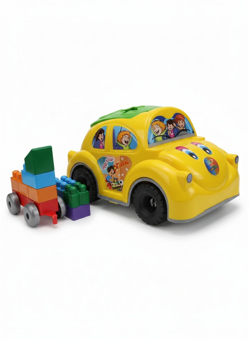 عربة مكعبات بلاستيكية للأطفال 13 قطعة من المكعبات (متعددة الأوان) - العاب عربيات أطفال تعليمية مع مكعبات تصميم مرح ومتين - لعبة تعليم الأشكال والألوان للأطفال - تصميم مرح يساعد على تنمية المهارات والتعرف على الألوان - لعبة تعليمية تفاعلية - عربة مكعبات لتعلم الألوان والأشكال للصغار -عربية أطفال بلاستيكية