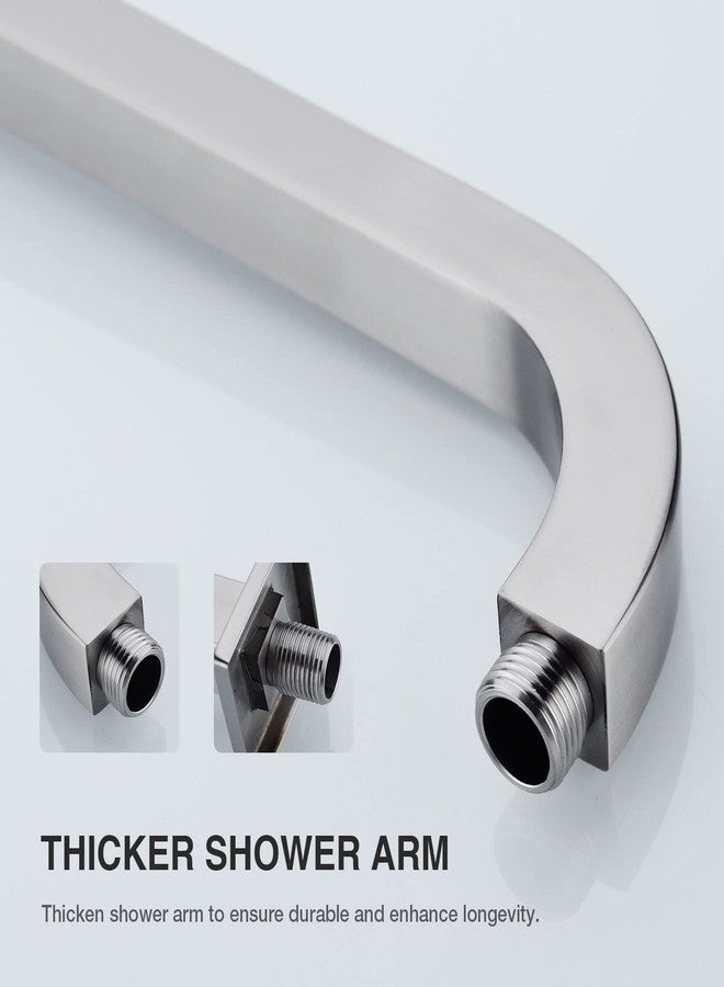 TRUSTMI Square Shower Arm with Flange 16 Inch - L-Shape Rainfall Shower Head Extension Arm Wall Mounted - Brushed Nickel - Image 3