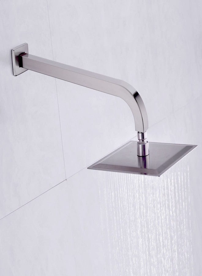 TRUSTMI Square Shower Arm with Flange 16 Inch - L-Shape Rainfall Shower Head Extension Arm Wall Mounted - Brushed Nickel - Image 2