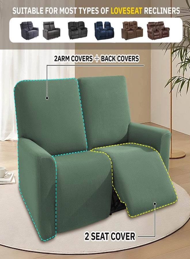 KEKUOU أغطية أريكة استرخاء من كيكو، 4 قطع، أغطية أريكة استرخاء قابلة للتمدد، لحماية الأثاث من الأطفال والحيوانات الأليفة بفضل قاعدة مطاطية. (أريكة استرخاء، لون أخضر رمادي) - Image 3