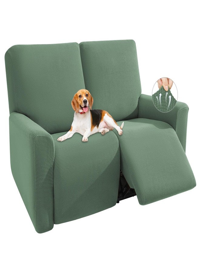 KEKUOU أغطية أريكة استرخاء من كيكو، 4 قطع، أغطية أريكة استرخاء قابلة للتمدد، لحماية الأثاث من الأطفال والحيوانات الأليفة بفضل قاعدة مطاطية. (أريكة استرخاء، لون أخضر رمادي) - Image 1