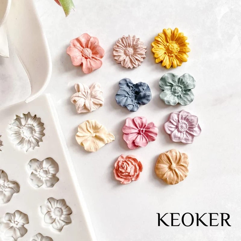 KEOKER Flower Polymer Clay Molds - 1 Pcs for Jewelry Making, Polymer Clay Molds for Earrings Decoration (Medium Flower) - Image 2