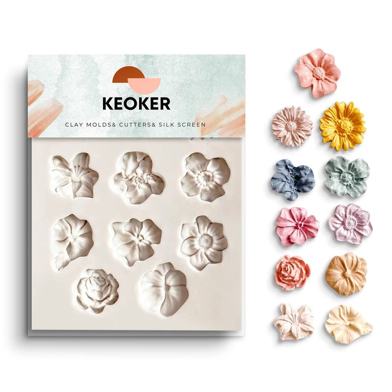 KEOKER Flower Polymer Clay Molds - 1 Pcs for Jewelry Making, Polymer Clay Molds for Earrings Decoration (Medium Flower) - Image 1
