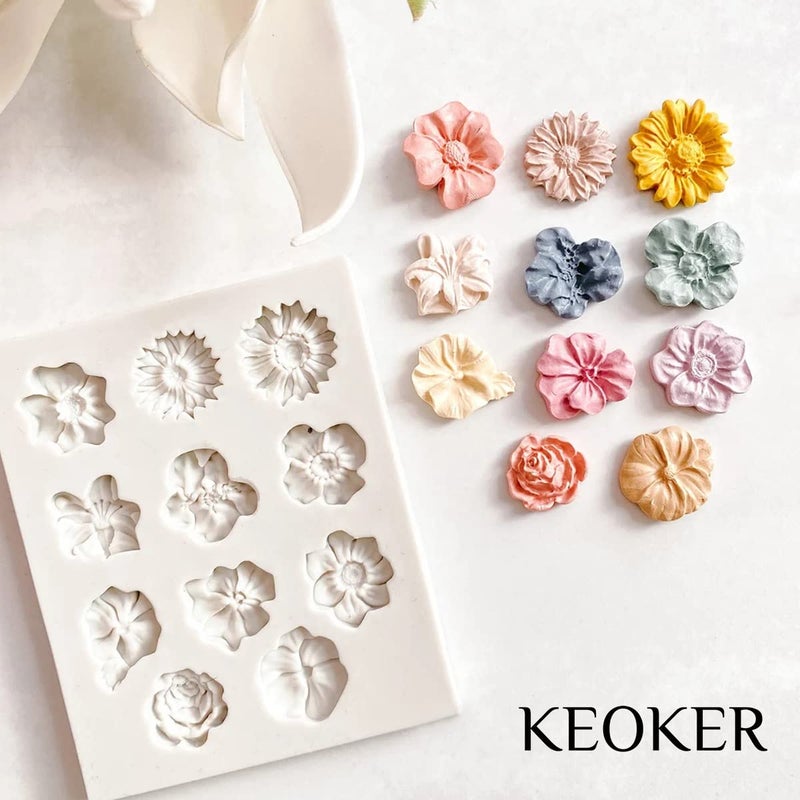 KEOKER Flower Polymer Clay Molds - 1 Pcs for Jewelry Making, Polymer Clay Molds for Earrings Decoration (Medium Flower) - Image 5