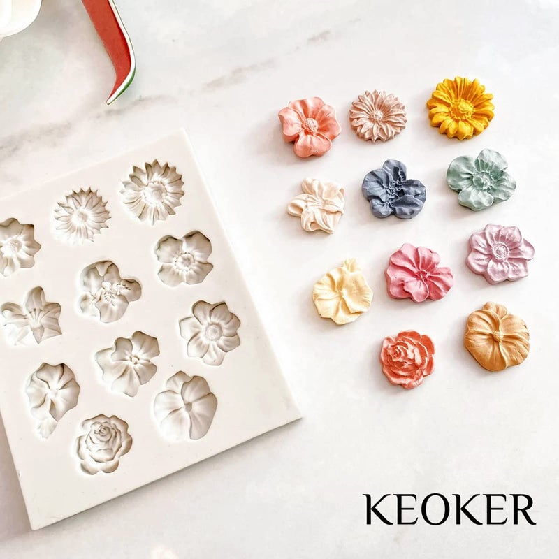 KEOKER Flower Polymer Clay Molds - 1 Pcs for Jewelry Making, Polymer Clay Molds for Earrings Decoration (Medium Flower) - Image 3