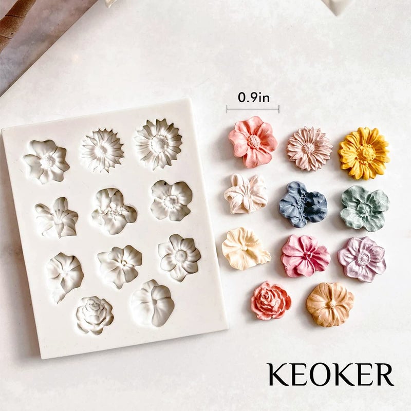 KEOKER Flower Polymer Clay Molds - 1 Pcs for Jewelry Making, Polymer Clay Molds for Earrings Decoration (Medium Flower) - Image 4