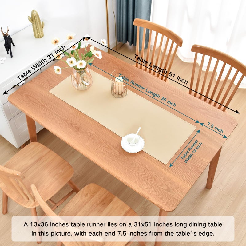 Nacuci Farmhouse Rustic Table Runner Beige Faux Linen Table Runners Water Resistant Short Table Runner 36 inches for Living Room Dresser Bedroom Kitchen Dining Party 13x36 Inch - Image 2