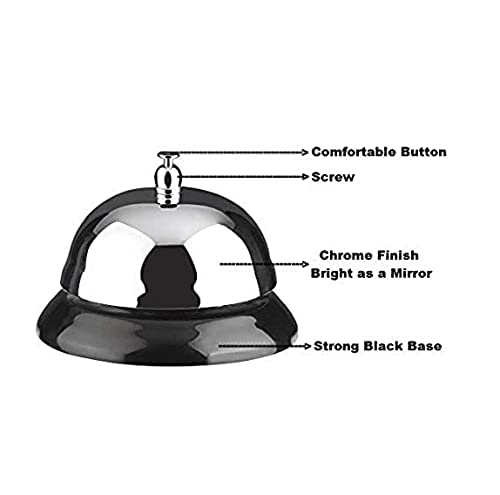 deziine �DEZIINE�Reception Call Bell Ring, Desk Bell Offers up The Classic Sound Metal Call Bell for Hotels, Schools, Restaurants, Reception Areas, Hospitals, Warehouse (Silver) - Image 5