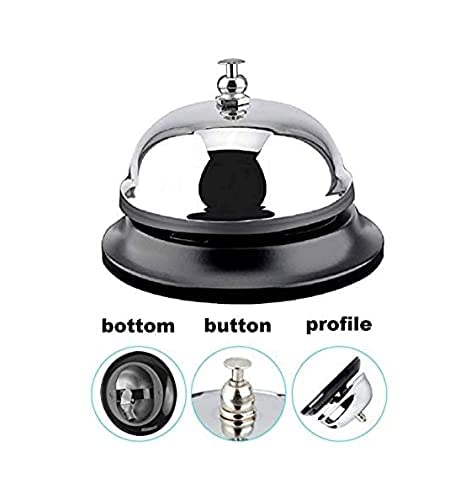 deziine �DEZIINE�Reception Call Bell Ring, Desk Bell Offers up The Classic Sound Metal Call Bell for Hotels, Schools, Restaurants, Reception Areas, Hospitals, Warehouse (Silver) - Image 3
