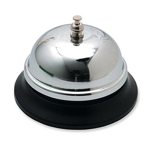 deziine �DEZIINE�Reception Call Bell Ring, Desk Bell Offers up The Classic Sound Metal Call Bell for Hotels, Schools, Restaurants, Reception Areas, Hospitals, Warehouse (Silver) - Image 1