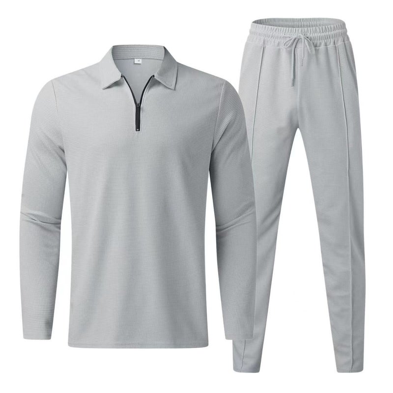 2026 European Size Long-Sleeve Long-Pants Two-Piece Sports Casual Men'S Set - Image 5