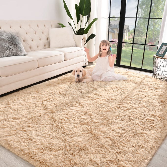 SUPER SOFT SHAGGY RUG FOR BEDROOM 4X59 FLUFFY CARPET FOR LIVING ROOM FUZZY INDOOR PLUSH AREA RUG FOR HOME DECOR FURRY FLOOR RUGS FOR DORM CUTE KIDS NURSERY RUG FOR GIRLS BEIGE