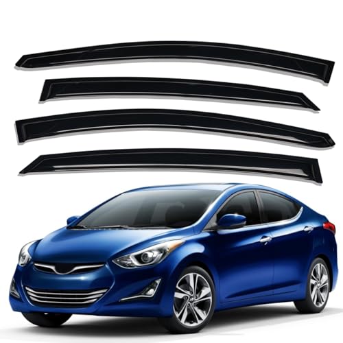 Lightronic لايتترونيك WV94615 واقي زجاج نافذة خارجي، مظلة جانبية، حماية من المطر، دخاني داكن، مجموعة مكونة من 4 قطع، تناسب هيونداي إيلانتر Sedan 2011-2016 (لا تشمل إيلانتر GT) - Image 1