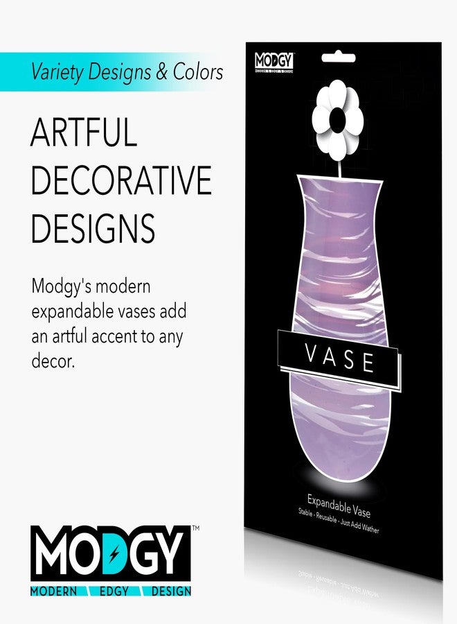 MODGY Expandable Flower Vase Plastic Decorative Modern Vases for Flowers Centerpieces Dining Table Decor Living Room Bathroom Wedding Office, Bandido Purple - Image 5