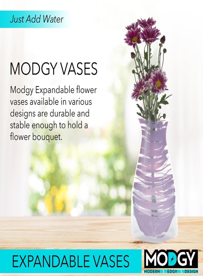 MODGY Expandable Flower Vase Plastic Decorative Modern Vases for Flowers Centerpieces Dining Table Decor Living Room Bathroom Wedding Office, Bandido Purple - Image 2