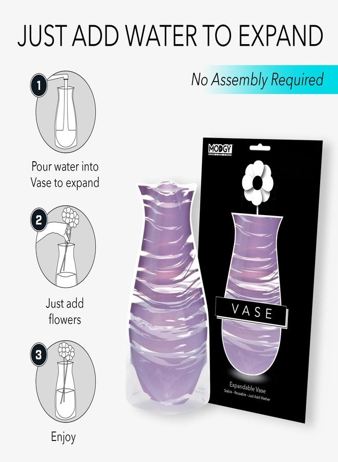 MODGY Expandable Flower Vase Plastic Decorative Modern Vases for Flowers Centerpieces Dining Table Decor Living Room Bathroom Wedding Office, Bandido Purple - Image 4