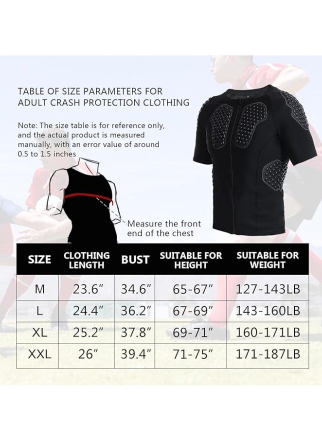 general Men's padded compression shirt, honeycomb crash jacket, short sleeve basketball, rugby, training, match, tights, soccer goalkeeper, EVA armor - Image 5