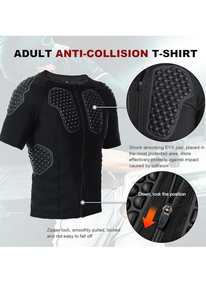general Men's padded compression shirt, honeycomb crash jacket, short sleeve basketball, rugby, training, match, tights, soccer goalkeeper, EVA armor - Image 2
