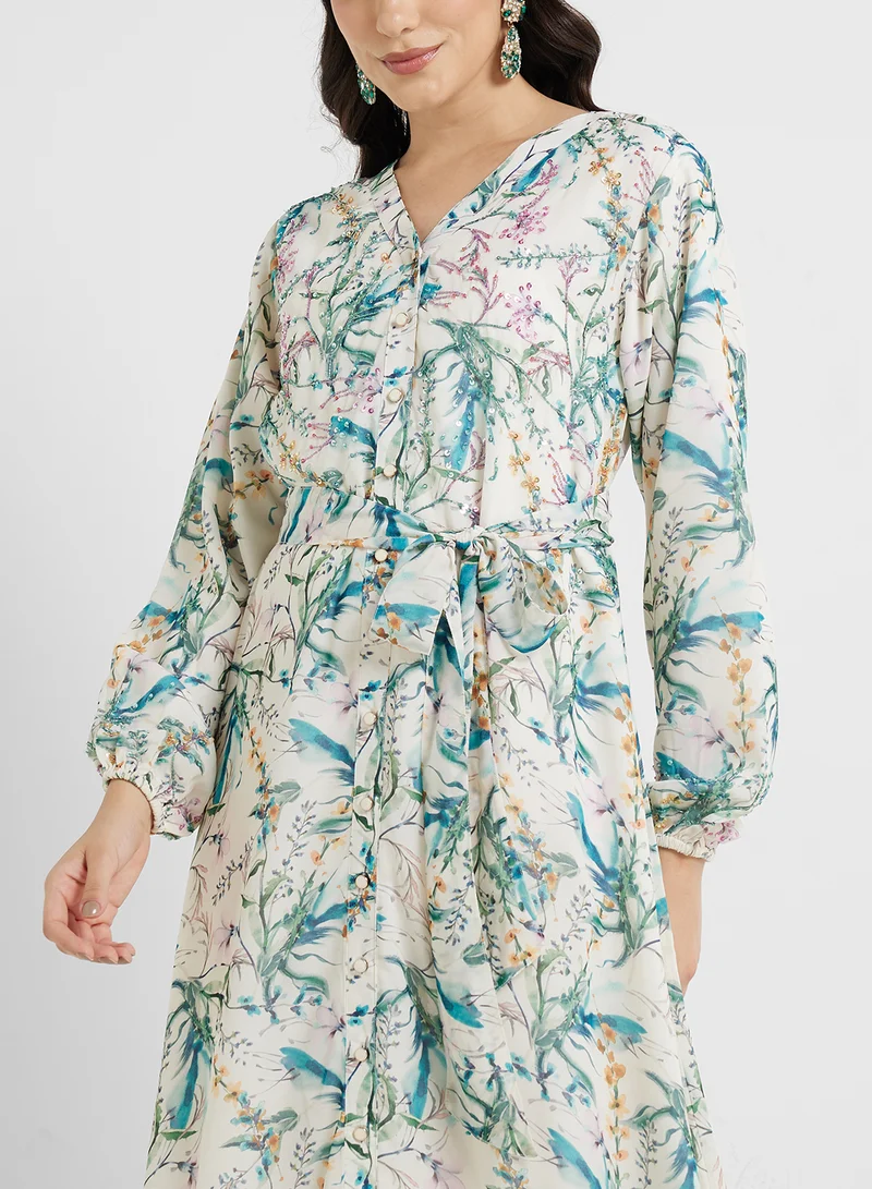 KASHKHA Floral Print Maxi Dress