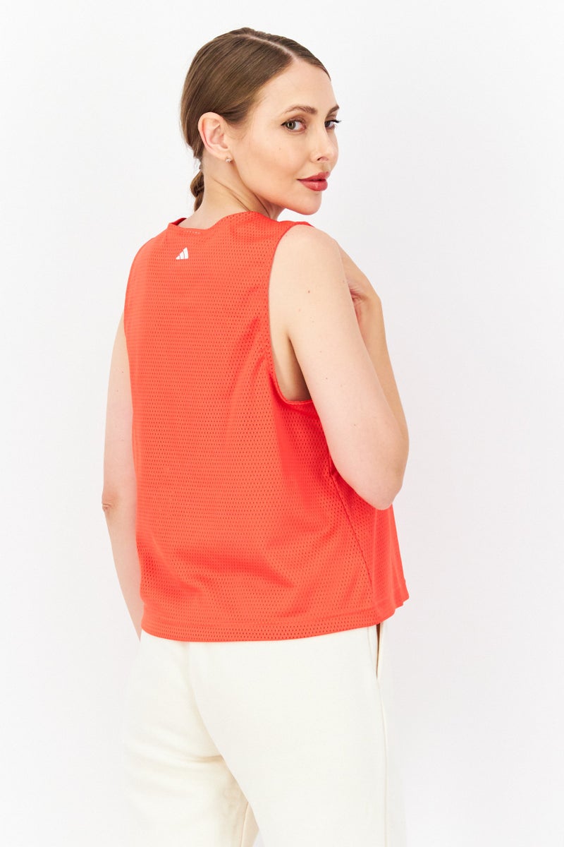 Adidas Women Sportswear Fit Brand Logo Tank Top, Red  - Image 2