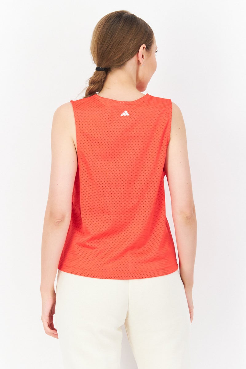 Adidas Women Sportswear Fit Brand Logo Tank Top, Red  - Image 3