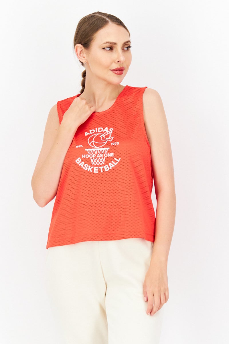 Adidas Women Sportswear Fit Brand Logo Tank Top, Red  - Image 1