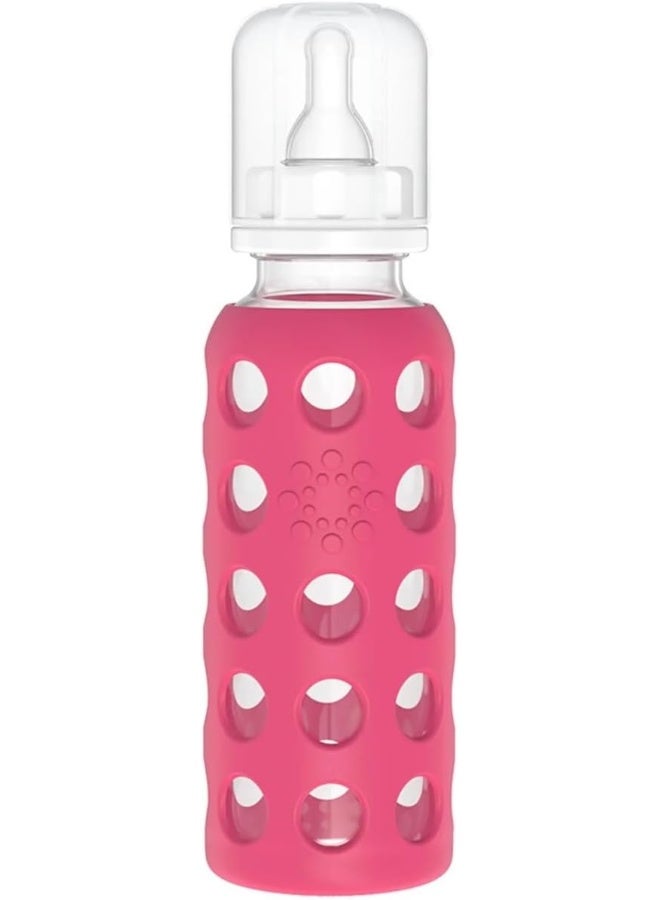 Lifefactory Glass Baby Bottle with Silicone Sleeve, 2 Pack (Raspberry, 9oz) - Image 4