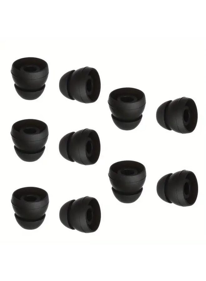 10pcs Black Double Layer Universal 5mm In Ear Headphone Tips Protective Covers - Image 1