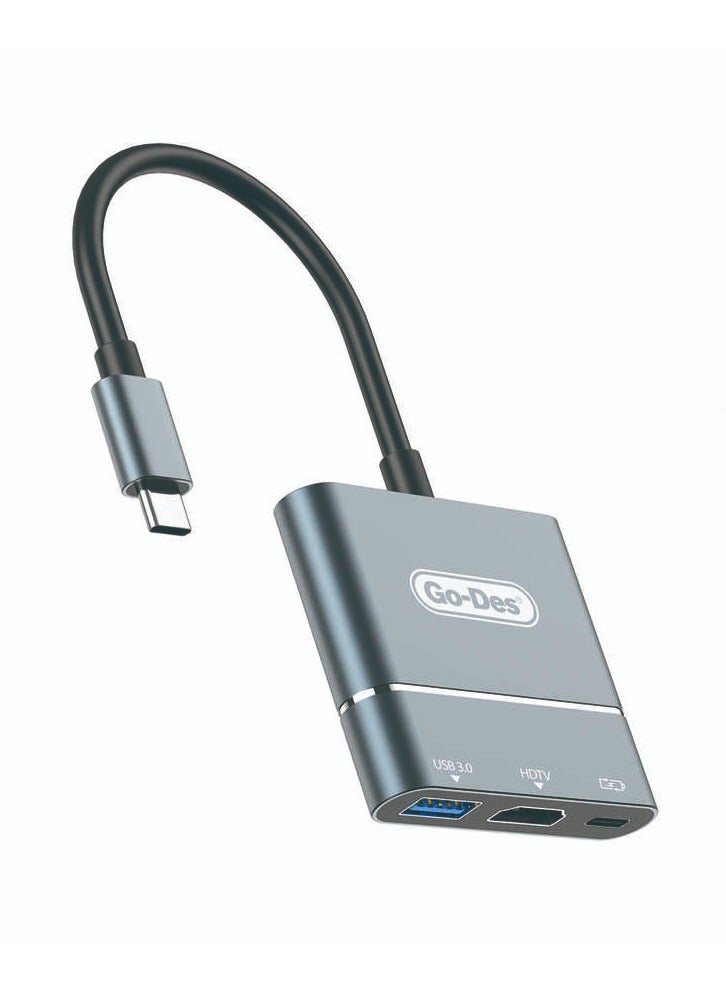 جو-ديز محول 3 في 1 من النوع C إلى HDTV (GD-6827) - Image 1