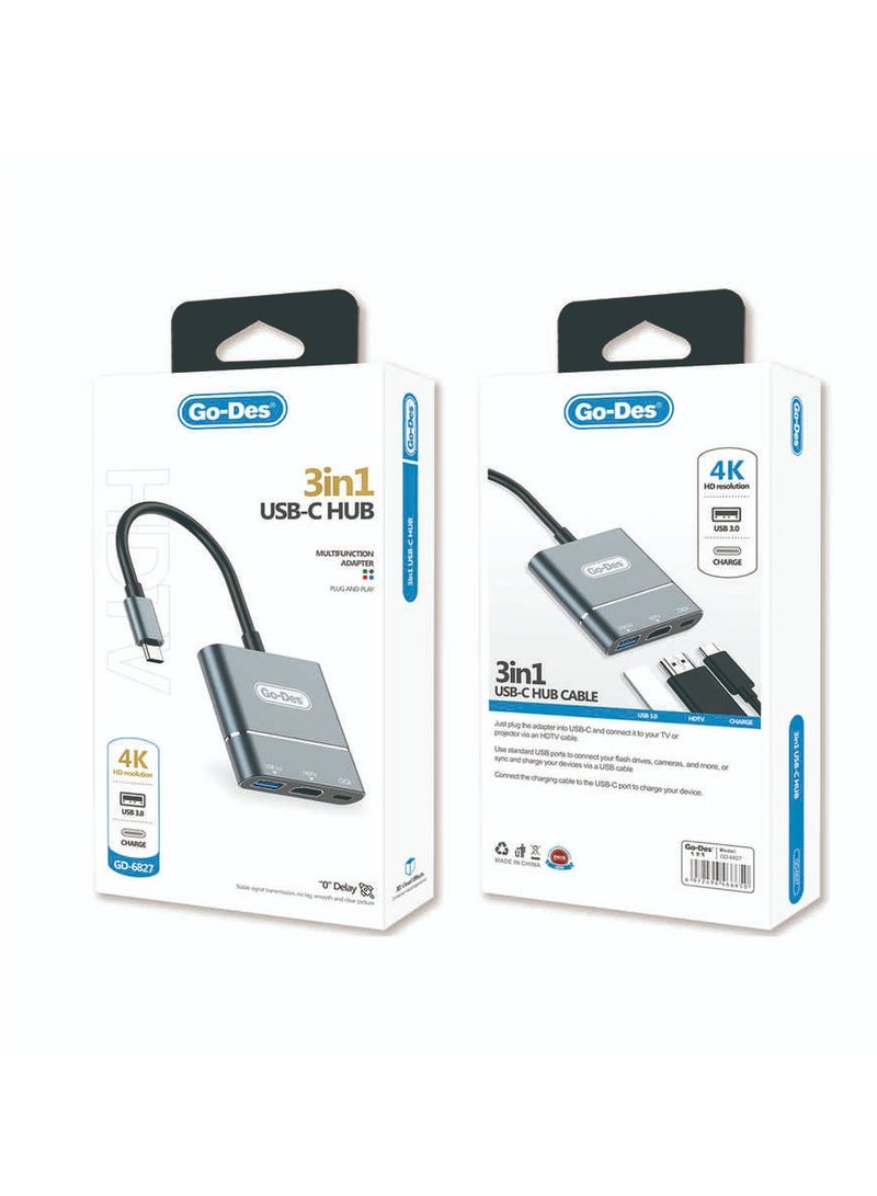 جو-ديز محول 3 في 1 من النوع C إلى HDTV (GD-6827) - Image 2