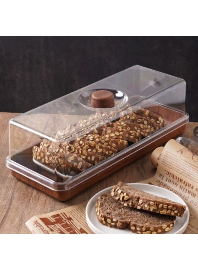 Evelin Bread and Cake Serving Tray with Lid – Durable Plastic/Acrylic Cake Stand with Clear Cover and Brown Base – 16×39×13 cm – Food Display Dome for Cakes, Pastries, Bread & Desserts - Image 3