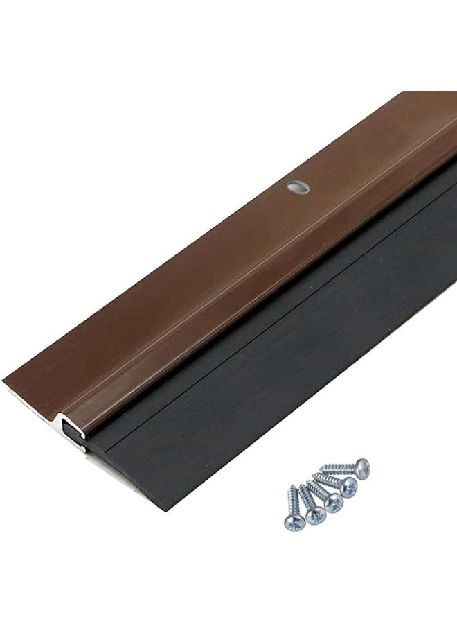 Royal Apex Door Bottom Brush And Rubber Seal With Screw For Exterior/Interior Doors Insulation Door Seal Sound Proof Under Door Draft Blocker Keeping Noise Repellent And Dust 100Cm Rubber Brown  - Image 1