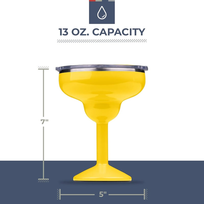ORCA Rita | Temperature Insulated, Stainless Steel Margarita Glass, Lidded Tumbler for Cocktails, Wine & Cold Drinks — Sunflower - Image 3